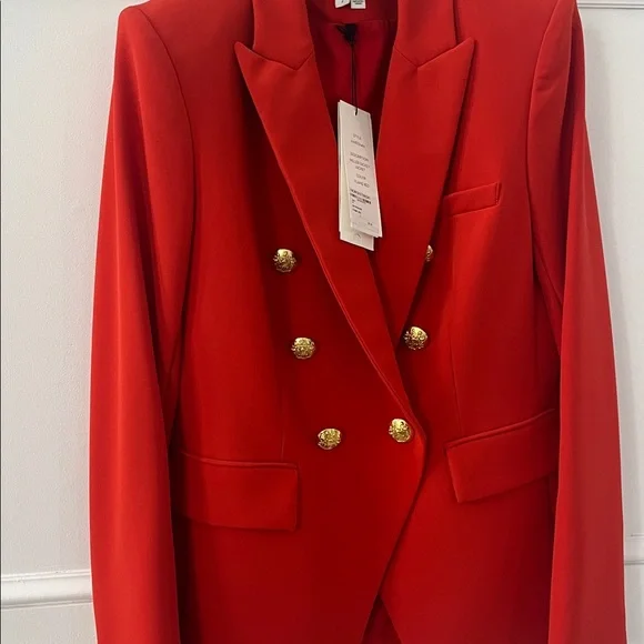 Veronica Beard Miller Dickey Jacket Blazer Flame Red with Gold Buttons - Picture 8 of 12